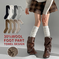 2-Pack Cozy Over-The-Knee Socks for Women, 30% Wool 70% Polyester, Solid Color, Knit Fabric, All-Season, Hand Washable, Thick Ribbed Pattern, Warm Thigh High Stockings for Teens - KawaSocks