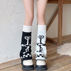 Cozy Knit Leg Warmers for Women - Heart & Floral Design, Stretchy Elastane, Machine Washable - Perfect for Fall & Winter - KawaSocks