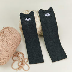 Panda Over-the-Knee Stockings - Dark Grey - Average Size - KawaSocks