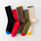 Colorful Crew Socks | Contrast Color | Vintage Socks | Striped Socks - KawaSocks