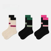 Colorful Socks | Contrast Color | Vintage Crew Socks | Striped Socks - KawaSocks