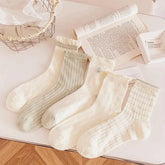 Cotton Frily Crew Socks | Mesh Socks with Ruffle | Cute Outfits - KawaSocks