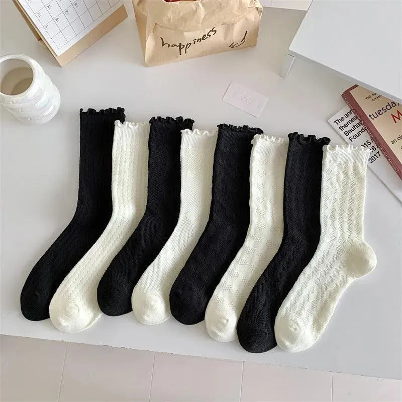 One Pair of Cotton Mesh Crew Socks | Cute Socks | Casual Lolita Outfits - KawaSocks