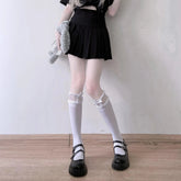 Solid Color Lolita Knee High Frilly Socks with Ruffle - KawaSocks