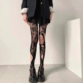Flower Unique Vintage Lace Fishnet Cut Out Tights - KawaSocks
