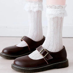 Cute Lolita Lace Ankle Socks White Frilly Socks - KawaSocks