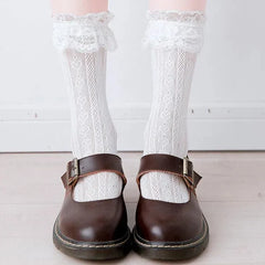 Cute Lolita Lace Ankle Socks White Frilly Socks - KawaSocks