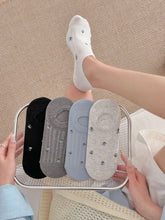 Cottagecore Dainty Floral Ribbed Cotton No Show Socks For Everyday Spring Outfits - KawaSocks