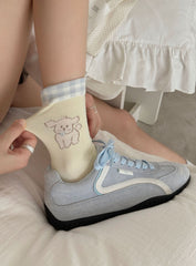 Retro Kawaii Pastel Cotton Lucky Puppy Crew Socks Set for Preppy Styling - KawaSocks