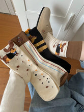 Playful Dachshund Puppy Print Soft Cotton Crew Socks for Casual Everyday Outfits - KawaSocks