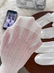 Delicate Coquette Breathable Cotton Pointelle Ruffle Ankle Socks For Sweet Spring Outfits - KawaSocks
