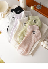 Sweet Coquette Lightweight Cotton Pointelle Bow Ankle Socks for Everyday Kawaii Styling