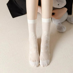 One Pair of Nylon Crew Mesh Socks | Casual Kawaii Outfits - KawaSocks
