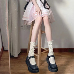 Cutout Lolita Socks with Ribbon | Cute Lolita Fashion Outfits - KawaSocks