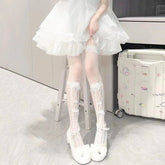 Lolita Thigh High Socks with Ribbon | Over The Knee Socks with Ruffle - KawaSocks