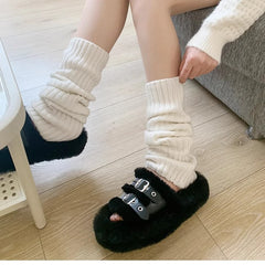 Lolita Leg Warmers Women Long Socks Wool Knitted Foot Cover Arm Warmer Autumn Winter Crochet Heap Socks Boot Cuffs Stockings - KawaSocks