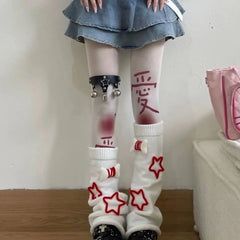 Stocking White Cute Dog Bones Y2k Millenial Spice Girls Subculture Knitted Cotton JK Loose Socks Subculture Leg Warmer - KawaSocks