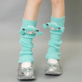 Hatsune Miku Green Knitted Pile Socks Mid-tube Autumn/winter Cute Pink Personality Doll Calf Cover - KawaSocks