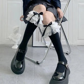 Solid Color Lolita Knee High Socks With Ribbon | Lolita Outfits - KawaSocks