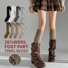 2-Pack Cozy Over-The-Knee Socks for Women, 30% Wool 70% Polyester, Solid Color, Knit Fabric, All-Season, Hand Washable, Thick Ribbed Pattern, Warm Thigh High Stockings for Teens - KawaSocks