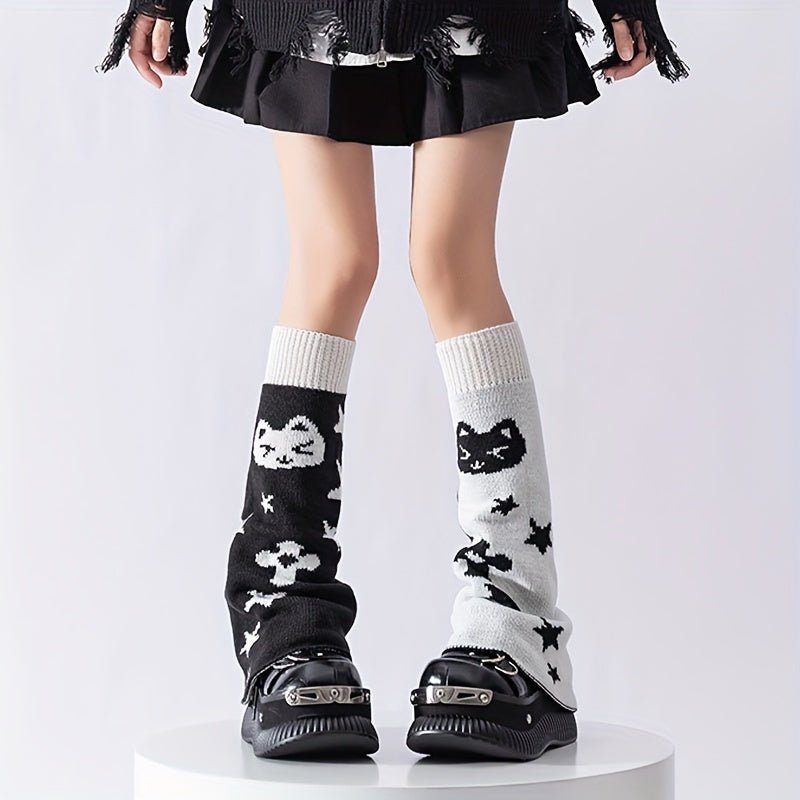 NEKTOM-1 Double Pack Japanese Kitten Star Calf Subculture Y2k Vixen Socks Cover - KawaSocks