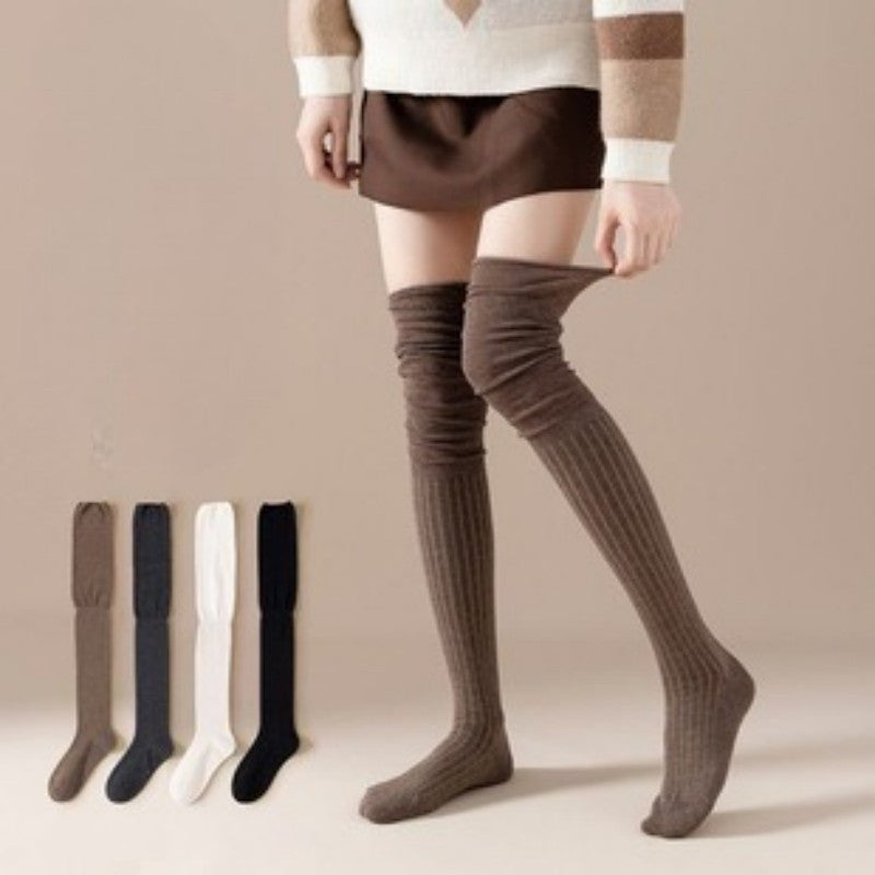 1 Pair/ solid Color Over The Knee, Thigh High Warm, Warm in Autumn and Winter, Thick, Breathable and Comfortable for Autumn and Winter Outdoor Activities - KawaSocks