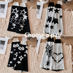 NEKTOM-1 Double Pack Japanese Kitten Star Calf Subculture Y2k Vixen Socks Cover - KawaSocks