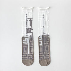 Sheer crew socks in the Gray Geometric Frame Pattern