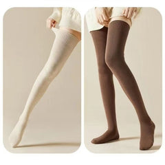 1 Pair/ warm Solid Color Over The Knee Socks, Thigh High Warmers, Over The Knee Socks, Comfy Wear Socks, Novelty Socks - KawaSocks