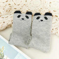 Panda Over-the-Knee Stockings - Dark Grey - Average Size - KawaSocks