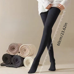 1 Pair/ solid Color Over The Knee, Thigh High Warm, Warm in Autumn and Winter, Thick, Breathable and Comfortable for Autumn and Winter Outdoor Activities - KawaSocks