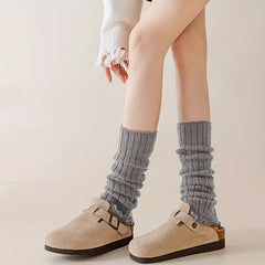 3pcs Teen Girls' Cozy Knit Leg Warmers - Solid Color, Stretchy & Warm for All Seasons - KawaSocks