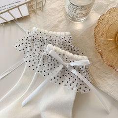 Detail reference of the White Dotted Lace sock style, sold as one selected pair