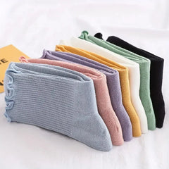 7 Pairs Women's Socks, Ruffle Turn-Cuff Casual Crew Socks Multicolor Breathable Casual Calf Socks Size 6-11 - KawaSocks