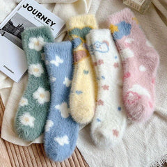 5 Pairs Ethnic Style Vintage Crew Socks Totem Print Fashion Versatile Socks Soft Comfortable Socks for Women - KawaSocks