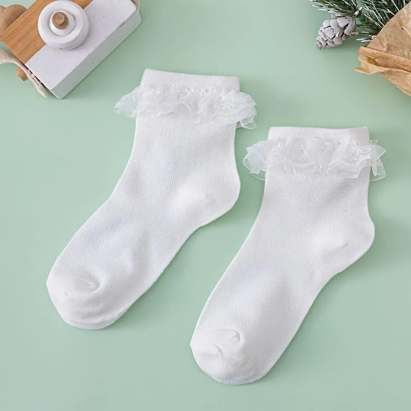 White Ruffle Socks Sweet Japanese Style - KawaSocks