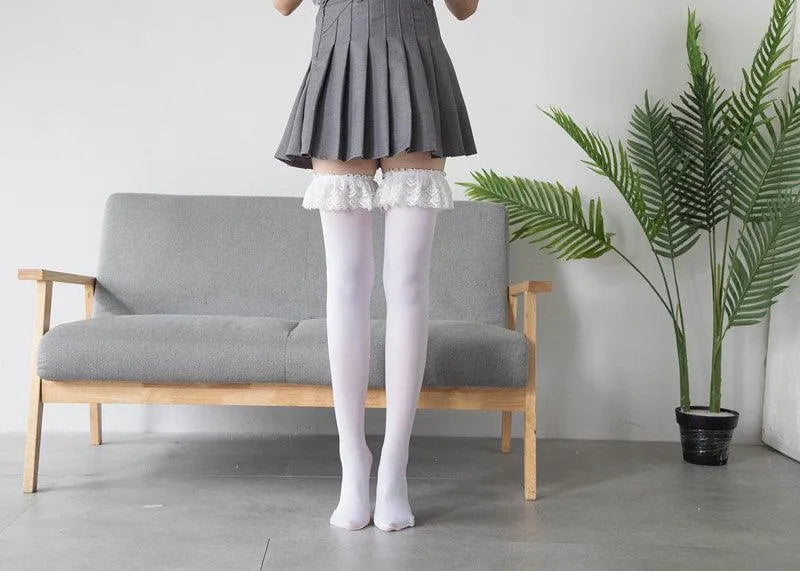 Women's Velvet Frilly Stockings | Kawaii Outfits | Kawaii Socks - KawaSocks