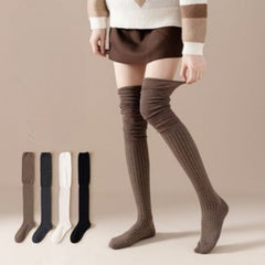 1 Pair/ warm Solid Color Over The Knee Socks, Thigh High Warmers, Over The Knee Socks, Comfy Wear Socks, Novelty Socks - KawaSocks