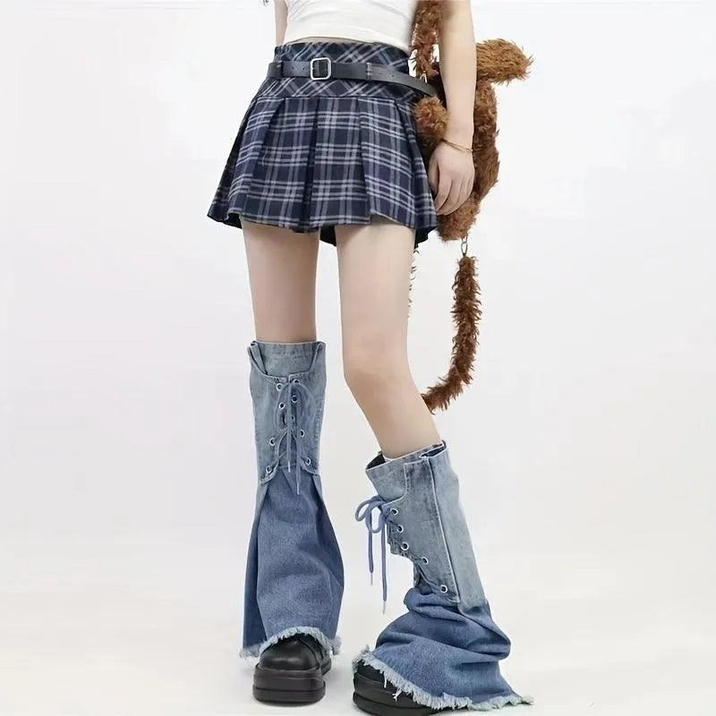 Denim Leg Warmers | Y2K Outfits | Harajuku Fashion - KawaSocks