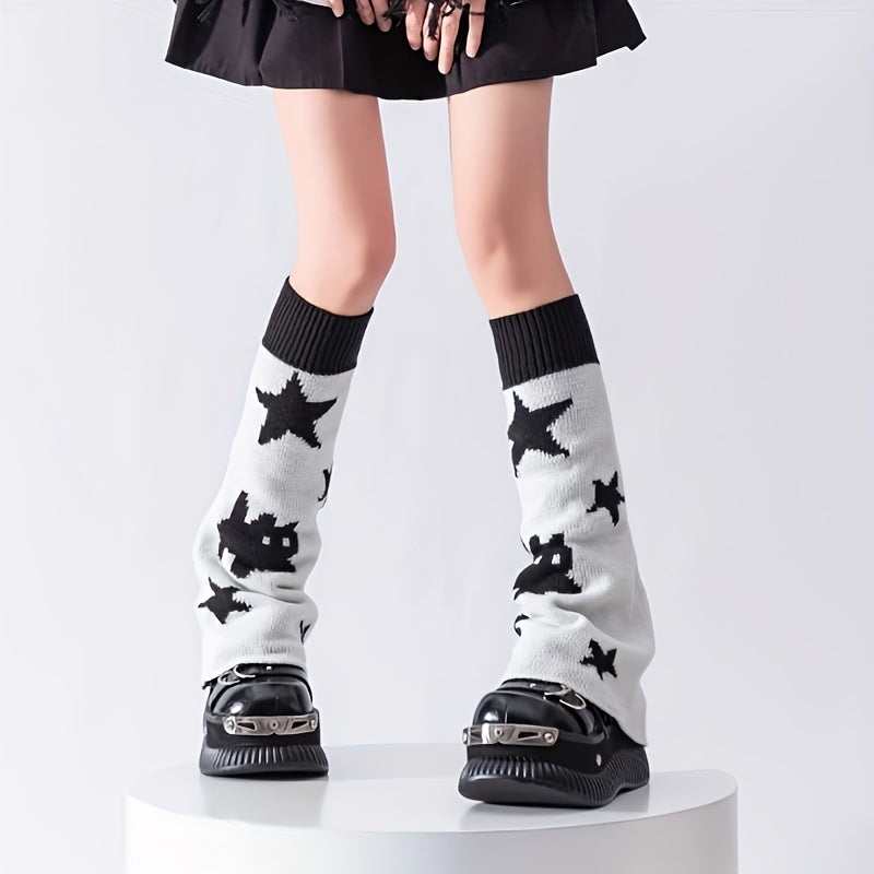 NEKTOM-1 Double Pack Japanese Kitten Star Calf Subculture Y2k Vixen Socks Cover - KawaSocks