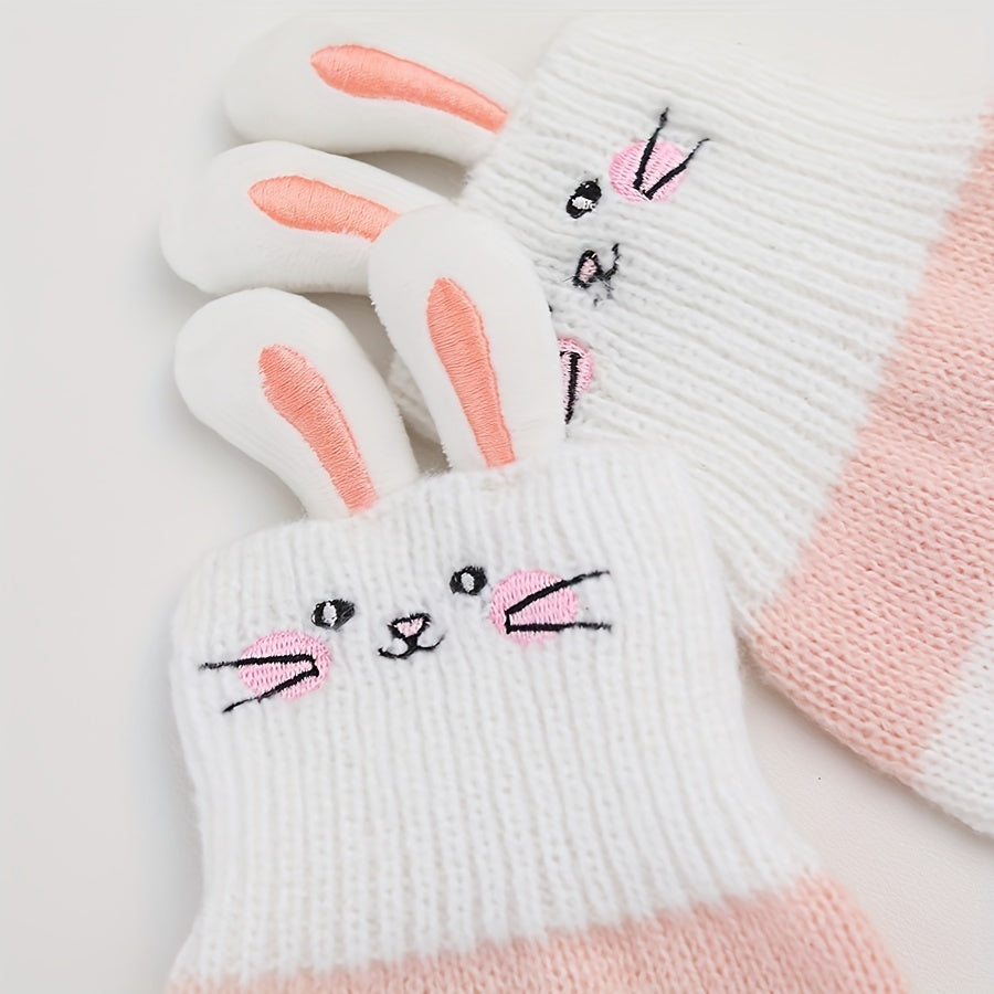 Rabbit Pattern Knitted Leg Warmers, Cute & Sweet Knee High Socks for Fall & Winter, Women's Stockings & Hosiery