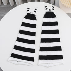 [Cute Thigh-High Socks] Cute Cozy Women's Striped Knit Thigh-High Socks - 1 Pair Acrylic Warm Legwear with Animal and Spider Web Patterns for Parties, Music Festivals, Halloween | Green & White - KawaSocks
