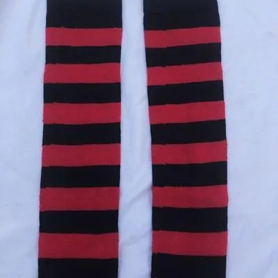 Harajuku Outfits Stylish Striped Thigh High Socks for Halloween - KawaSocks