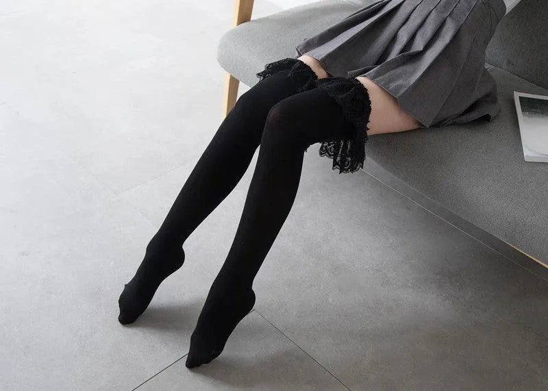 Women's Velvet Frilly Stockings | Kawaii Outfits | Kawaii Socks - KawaSocks