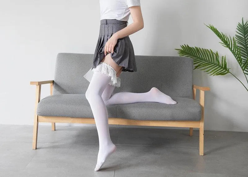 Women's Velvet Frilly Stockings | Kawaii Outfits | Kawaii Socks - KawaSocks