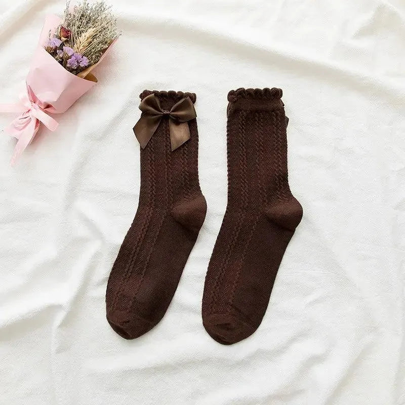 Brown Vintage Lace Ankle Socks | Classic and Elegant Socks - KawaSocks