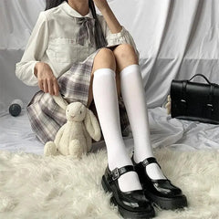 Velvet Solid Color Women's Knee High Socks | JK & Lolita Outfits - KawaSocks