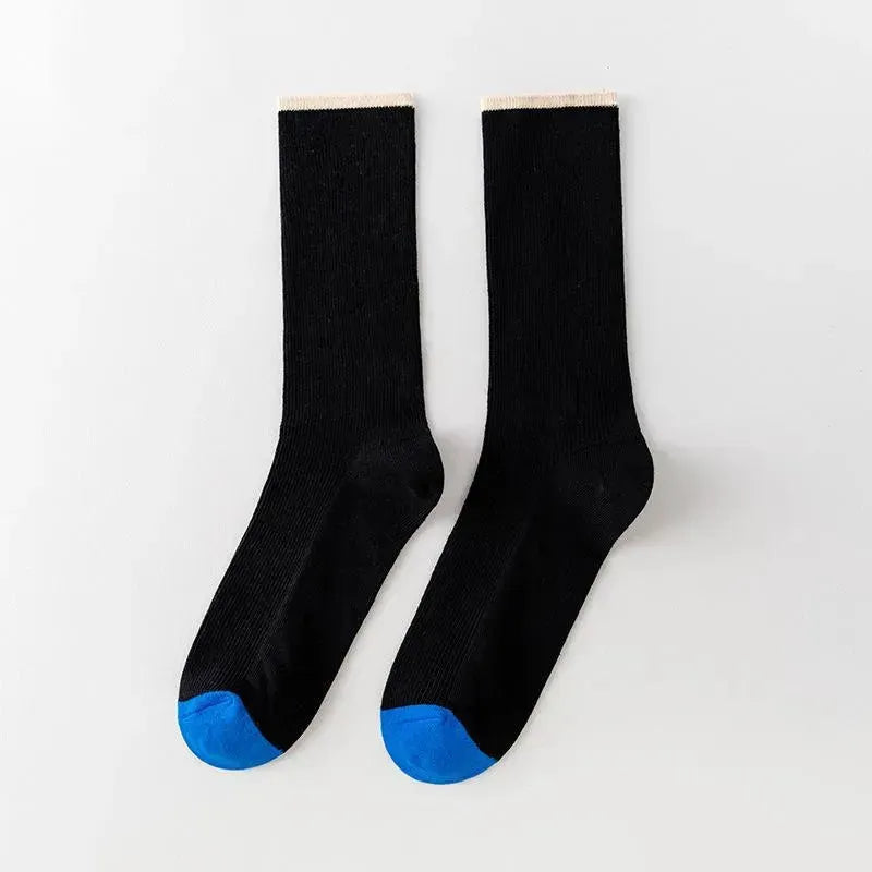 Colorful Crew Socks | Contrast Color | Vintage Socks | Striped Socks - KawaSocks