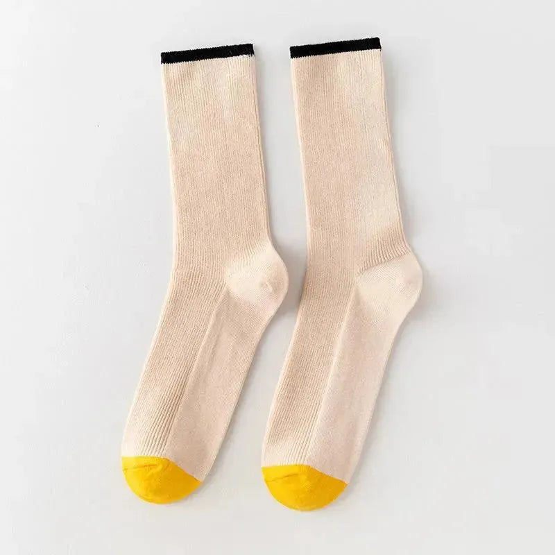 Colorful Crew Socks | Contrast Color | Vintage Socks | Striped Socks - KawaSocks