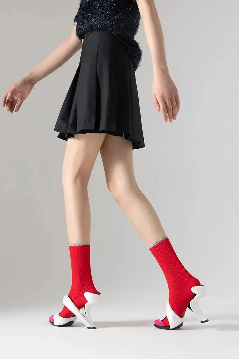 Colorful Crew Socks | Contrast Color | Vintage Socks | Striped Socks - KawaSocks